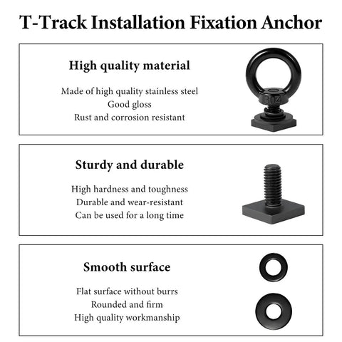 Beefy T Track Mount Tie Down Anchors Kit For Roof Rack 4 Pack M8 Stainless Steel T Slot Bolts and Tie Down Rings features