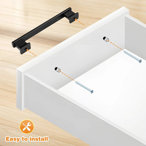 Installation illustration of 5 Inch Matte Black Cabinet Handles Set Of 10 Heavy Duty Drawer Pulls For Cabinets And Dressers