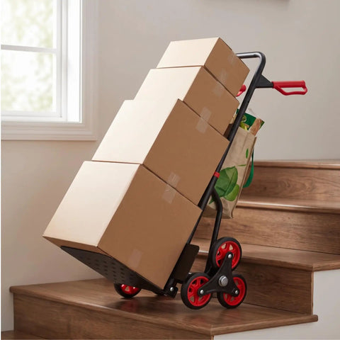 Folding Transport Cart Hand Truck With Carbon Steel Frame For Delivery Drivers And Couriers Stair Climbing Utility Cart For Apartment Residents Heavy Duty Load Hauler With Easy Maneuverability on stairs