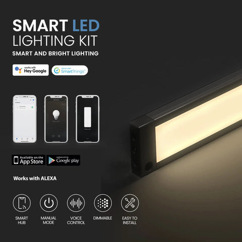 4 Pack 12 Inch Black Smart Dimmable LED Under Cabinet Lighting Kit With Alexa And Google Home Compatibility Warm White 3000K No Brainer Install