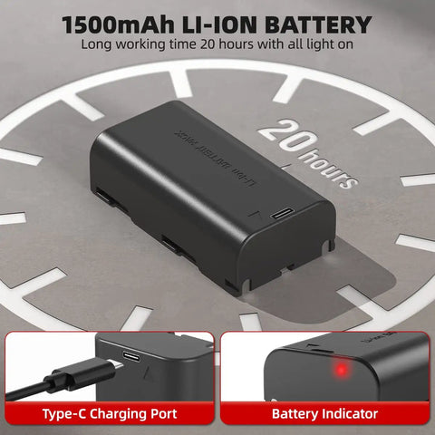 1500mAh Li-Ion battery with Type-C port and indicator, compatible with Heavy Duty Electronic Self Leveling Rotary Red Laser Level Kit.