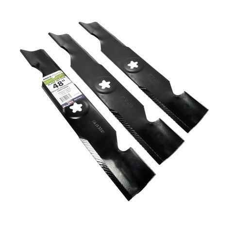 Three High Lift Blade Set For 48 Inch Mowers Compatible With Craftsman Husqvarna Poulan Replaces OEM Numbers 173920 180054