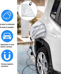 Heavy Duty EV Charger Plug Port Cover Featuring Hella Tough Weatherproof Polyester Build And Super Solid Magnetic Snap Protection For Seamless Electric Car Battery Charging Anywhere in rain.
