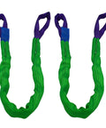 Two Inch By Eight Foot Lifting Sling Straps Polyester Web Slings 4400 Lbs Vertical Load 3520 Lbs Choker 8800 Lbs Basket Load Two Pack Green Purple