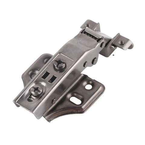 Silent Wardrobe Hinge Hydraulic Soft Close Adjustable Aircraft Base For Aluminum Glass Cabinet Doors in cold rolled steel close-up view.