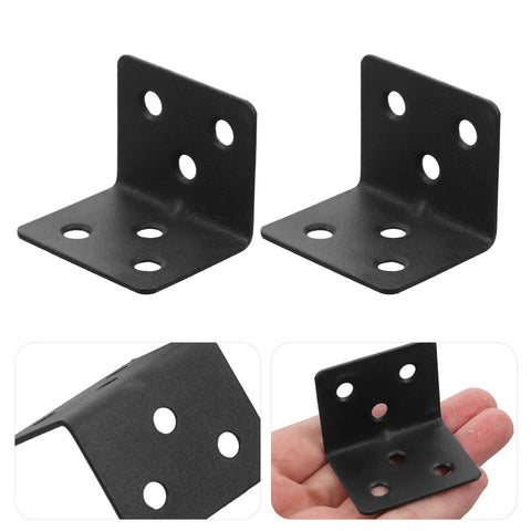 12 Piece Set Of L Shaped Corner Brackets With Screws Cold Rolled Steel 90 Degree Right Angle Shelf Supports Six Slot Holes