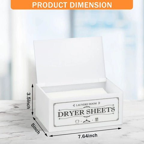 Slick Clear Dryer Sheet Holder With Lid Fabric Softener Dispenser For Laundry Room Decor, dimensions 7.64x5x3.5 inches.