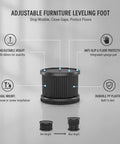 Adjustable Furniture Leveling Foot For Cabinets Desks And Tables Black PP Plastic Base With Grippy Sponge Pad Adhesive Or Screw Mount