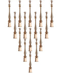 Pro Grade Adjustable Angle Staircase Railing Columns 37 Inch Floor Mount Banister Spindles Complete Set Of Fifteen Pieces in bronze finish.