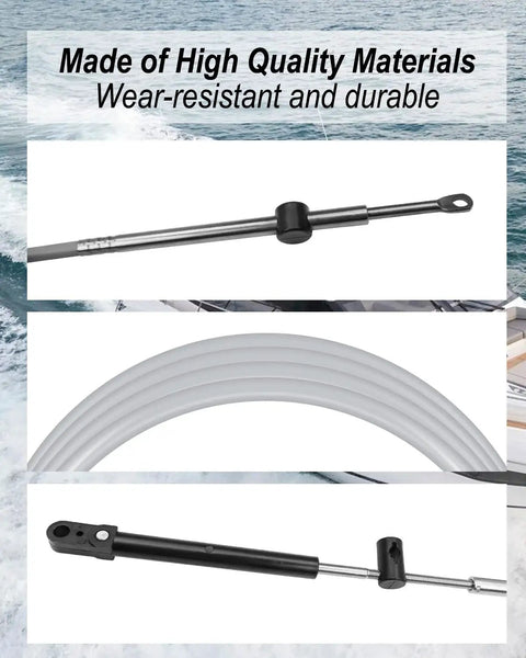 12 Ft Replacement Boat Engine Control Cable For Mercury Mariner Engines CC17912 with durable outer sheath and inner wire