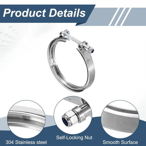 Heavy Duty V Band Clamp 4.8 Inch 304 Stainless Steel Exhaust Flange Bolt Kit For Downpipe And Turbo Swap Straight Pipe Upgrade Shop Tested And Rock Solid Grip For Ride Hard Gearheads