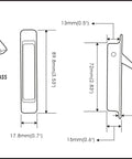 Dimensions and design of Forged Solid Brass Edge Pull For Sliding Pocket Doors, Self Retracting Latch, Polish Brass Finish, Hidden Screws, 1 Pack