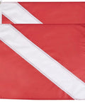 Two Flag Duo Diver Down Flag Set 20x24 Inches With Golden Grommets Double Stitched Nylon Red And White Flags Displayed Flat
