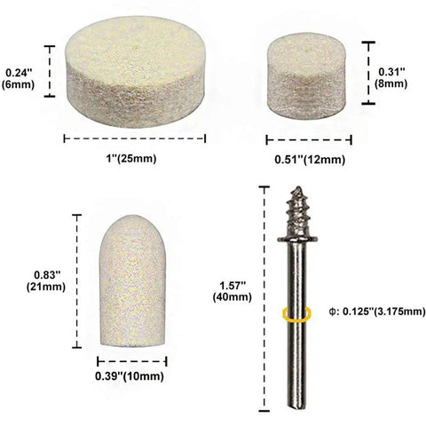 Polishing Buffing Wheel Kit For Rotary Tools Accessories Pack 111 Pcs With Felt Pads Wheels Points And Mandrel Kit One Eighth Inch Shank Great For Glass Metal Plastic Moulds And Jewelry Making