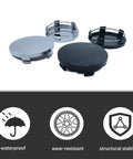 Crisp Black 4 Pack Wheel Hub Center Caps With Snug Snap Fit Tough Abs Shell And Clean Rim Covers To Level Up Your Whip For Most Cars, 2 sizes.