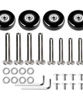 Ultimate Luggage Wheels Replacement Kit For Travel Cases And Roller Bags Universal Fit Swivel Casters In Rubber And Iron Easy Swap Sturdy Black Suitcase Wheel Spare Parts For Quick Repairs, 4 black wheels and hardware set