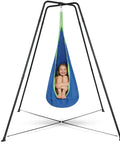 Heavy-Duty X Shaped Sensory Swing Stand For Kids With Pod Chair, Indoor And Outdoor Swing Frame, 330 Lbs Capacity