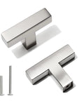 2 Pack Square Brushed Nickel Cabinet Pulls Stainless Steel Single Hole Cupboard Hardware for Drawers and Cabinets with screws