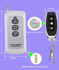 Wireless Forward Reverse Remote Switch For DC Motors And Linear Actuators with CR2016 and 23A12V batteries, front view