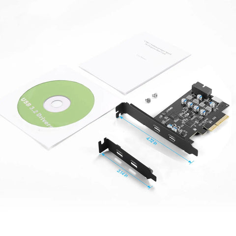 Dope 10Gbps PCIe USB C Expansion Card With Internal Type E To Type C Connector And 19 Pin USB Header, Front Panel USB 3.0 X4 Add On For Desktop PCs, Workstations, SSD Enclosures And Fast File Backup, 4.72in card