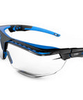 OTG Over Glasses Safety Goggles With Sweepback Lens, Ultra Lightweight Comfort, blue frame, adjustable nose piece, clear lenses