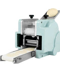 Automatic Commercial Dumpling Skin Maker Machine One Touch Operation Adjustable Thickness Knob creating dough skins.