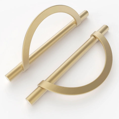 10 Pack Brushed Gold Half Moon Cabinet Pulls With 5 Inch Hole Centers 128mm Zinc Alloy Durable Kitchen Cabinet Hardware
