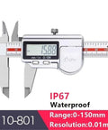 Digital Caliper IP67, 0.01mm, Stainless Steel measuring tool showing a display reading of 15.88mm.