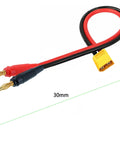 XT30 Male To 4mm Banana Plug Adapter Cable 16AWG 30CM Lead For RC LiPo Battery Charging FPV Drone, High Current Power Connector, Yellow, 2 Pack