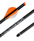 20 Inch Carbon Crossbow Bolts With Half Moon Nocks, Dead On Straight Within 0.003 Inches, showing detailed view of shaft and fletching