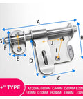 Rock Solid Heavy Duty Sliding Bolt Gate Latch With Padlock Hole For Secure Shed Barn Fence Doors Left Or Right Swinging Steel Hardware dimensions diagram