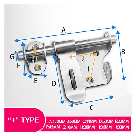 Rock Solid Heavy Duty Sliding Bolt Gate Latch With Padlock Hole For Secure Shed Barn Fence Doors Left Or Right Swinging Steel Hardware dimensions diagram