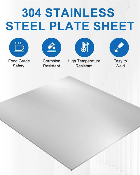 Stainless Steel Sheet 12 Inch Square One Sixteenth Inch Thick 304 Stainless Steel Brushed Silver Plate For DIY Projects Auto Repair Kitchen Laser Cut Ready Easy Bend Corrosion Resistant Rocaris