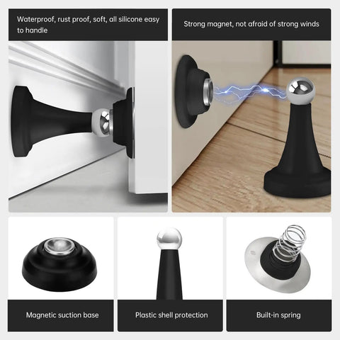 Heavy Duty Magnetic RV Door Holder 2 Pack, Camper Door Catch for Trailers, Easy Install Magnetic Stopper in black silicone