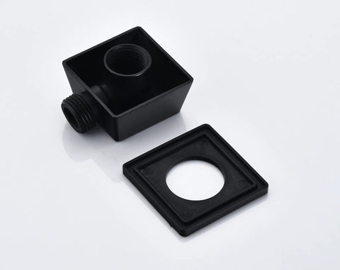 Matte Black Square Wall Elbow For Handheld Shower Durable Solid Brass Fitting With One Half Inch IPS Female Inlet And One Half Inch NPSM Outlet Leak Proof Modern Square Design That Fits Standard Hoses And Hand Showers