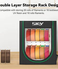 Two Tier Filament Storage Rack With Cloth Cover For 3D Printers, Heavy Duty Metal Filament Organizer That Holds 20 Rolls, Black