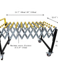 23.6 Inch Wide Portable Flexible Conveyor Roller Table, Unpowered, Expands From 15.7 To 59 Inches, Height Adjustable 29.5 To 45.3 Inches