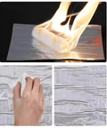 Demonstration of Built Tough 2mm Thick Butyl Roof Repair Tape Self Adhesive Aluminum Foil in use with flames, showing durability.