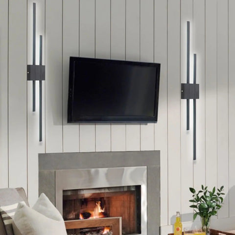 Living room with Modern LED Wall Light Two Light Wall Sconce For Bedside Hallway And Stairwell, 35 Inch Rectangular Wall Mount Lamp