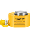 Newtry 10T Hydraulic Bottle Jack Low Profile Pump With Spline Adapter, yellow steel ram, compact design for heavy industrial use.