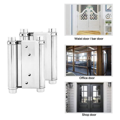 Built Tough Double Action Spring Hinges 6 Inch Polished Stainless Steel Self Closing With Adjustable Tension Ultra Heavy Duty Hardware For Swing Doors Pack Of 2