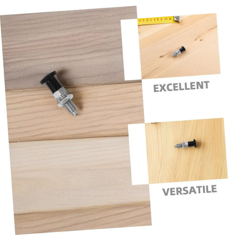 Heavy Duty Tough As Nails Stainless Steel Indexing Plunger With Spring Loaded Knob on various wood surfaces.