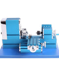 High Power Mini Metal Lathe 36W With 20000Rpm Speed Benchtop Digital Machine For Woodworking Milling and DIY Model Making Education Projects in blue color.