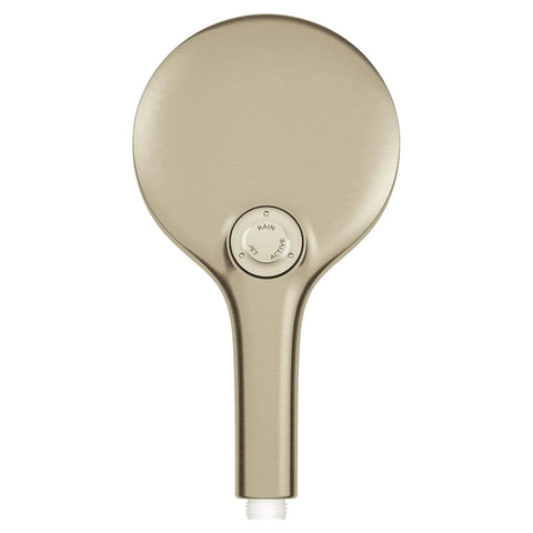 Three-Setting Handheld Rain Shower Head With Rain Jet And ActiveMassage Modes Brushed Nickel Infinity Finish Slim Modern Design
