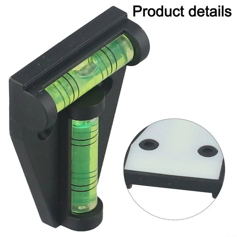 T Shaped Horizontal Bubble Level 2 Way For Spirit Level With Fluorescent showing bright green vials and pre-drilled holes.