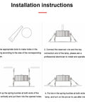 Installation instructions for 12 Pack Recessed Downlights With 7W Or 12W Choices 3CCT Dimmable 3000K To 6000K.