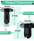 20 Pcs Fender Liner Push Type Retainer Clips For Bumper And Engine Under Cover, Durable PP Plastic, Fits 8 mm Holes