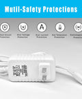 Waterpik Charger Replacement Cord For WP360 WP360W WP462 WP462W WP450 WP450W WP465 WP440 WF 13CD010 WF13 WP100 Two Prong 100 240V Input 3V 100mA Output White 5 Ft AC Adapter Power Cord with multi-safety protections.