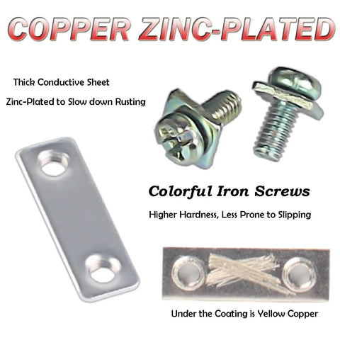 Rugged Dual Row Terminal Block Strips With Clear Safety Shield Tight Grip 15 Amp 660 Volt Wire Connectors Four Position Two Pack for Pro Trade Crews and Weekend Warriors Seeking No Sweat Installations, featuring a zinc-plated sheet and colorful iron screws.