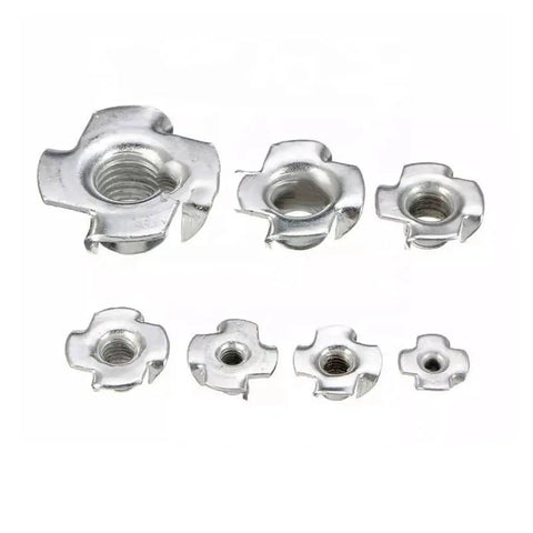 Various sizes of Thickened Steel Four Claw T Nut Inserts For Wood With Blind Prong M6x20 Beefy Duty Speaker Nut Fastener No Rot Locking Mounting Hardware